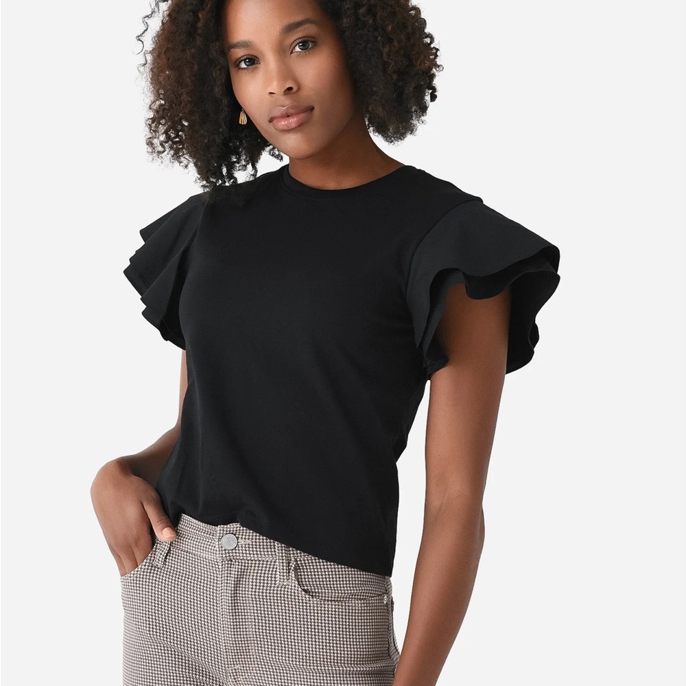 Frame Flounce Crew Tee in Black - Size Small - NWOT!